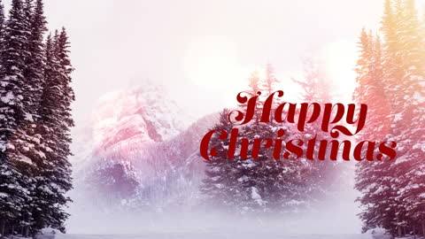Enchanted Winter Landscape with Happy Christmas Message