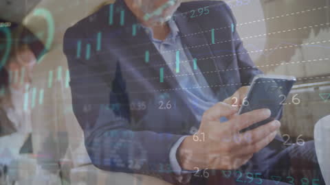 Businessman Conducting Stock Analysis on Plane