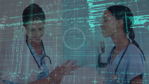 Healthcare Professionals Analyzing Medical Data Holographically