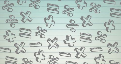 Mathematical symbols on lined paper background