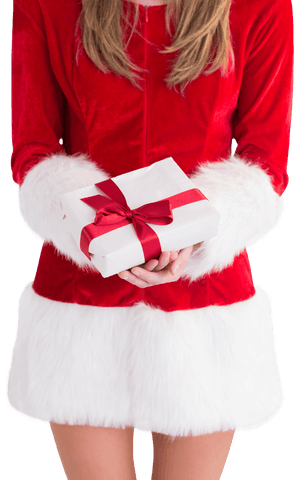 Young Woman in Santa Costume Presents Armless Gift on White - Download Free Stock Videos Pikwizard.com