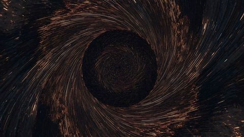 Abstract vortex with golden copper streaks in motion