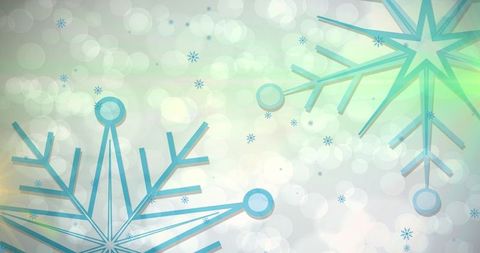 Elegant Turquoise Snowflakes on Winter Bokeh Background