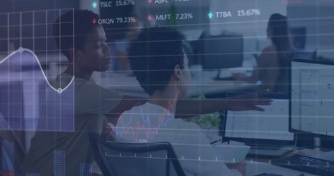 Entrepreneurs Analyzing Financial Data on Digital Screens in Modern Office - Download Free Stock Images Pikwizard.com