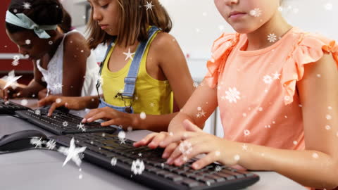 Diverse Children Engaging in Fun Coding with Dynamic Effects