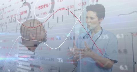 Medical professional analyzing healthcare data with patient