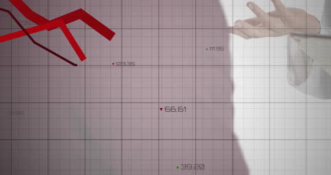 Hand Presenting Complex Financial Data Visualization
