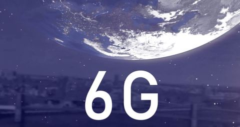 6g technology concept with globe and cityscape background