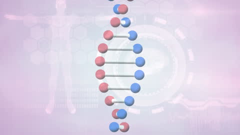 Digital DNA Double Helix Background in Pink Tones