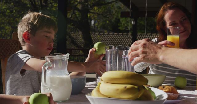 Family Enjoying Healthy Breakfast Outdoors - Download Free Stock Images Pikwizard.com