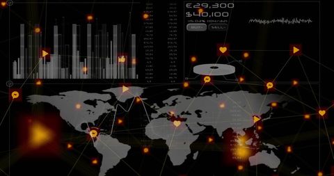 Global data visualization and business interface concept