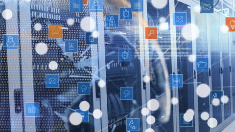 Global Data Network Technology with Icon Overlay