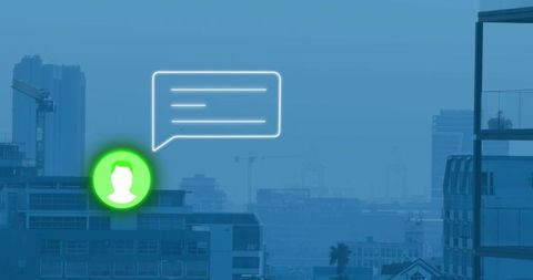 Futuristic Communication Interface Above City Skyline