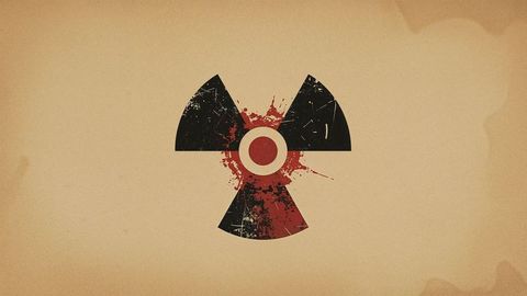 Grungy radiation hazard symbol on distressed background