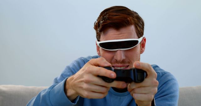 Man with Virtual Reality Headset Playing Video Game - Download Free Stock Images Pikwizard.com
