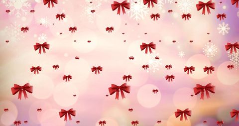 Falling Red Ribbons on Festive Background