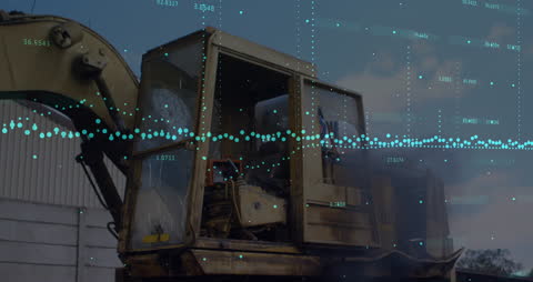 Industrial Excavator with Data Overlay Signifying Growth