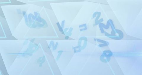 Abstract digital interface of changing numbers and triangles