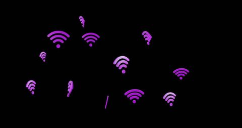 Floating wi-fi symbols on dark background for tech connection concept