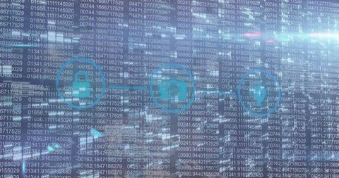 Digital Security with Binary Codes and Technology Icons - Download Free Stock Images Pikwizard.com