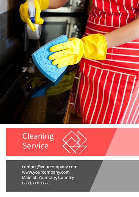 Vibrant Cleaning Service Advertisement Featuring Thorough Kitchen Scrubbing - Download Free Stock Templates Pikwizard.com