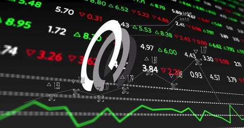 3d stock market data analysis with circular scanner on screen