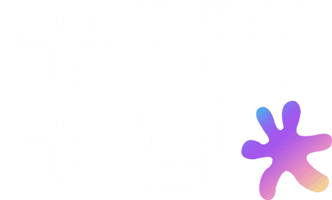 Festive happy holi text with transparent gradient splatter design