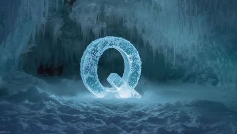 Glowing ice sculpture q illuminates majestic frozen cave