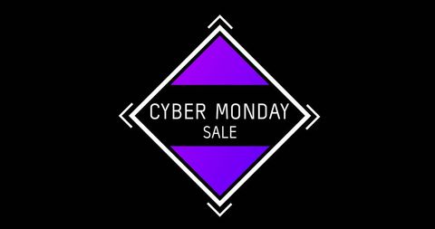 Cyber Monday Sale Sign with Purple Accents on Black Background
