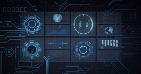 Futuristic Digital Interface with Data Visualization Templates - Download Free Stock Images Pikwizard.com