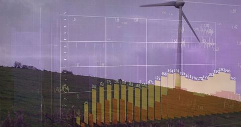 Wind energy with data overlay for renewable energy insights