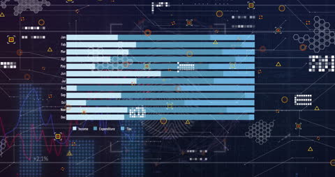 Data Analysis Concept with Bar Charts and Digital Interface