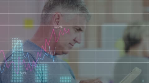 Businessman Analyzing Data with Financial Charts