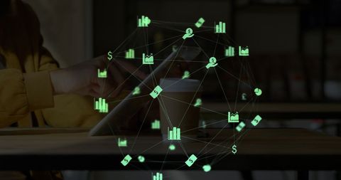global networking web with financial data interfaces - Download Free Stock Images Pikwizard.com