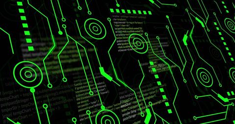 Futuristic Digital Circuit Board Design with Glowing Green Lines - Download Free Stock Images Pikwizard.com