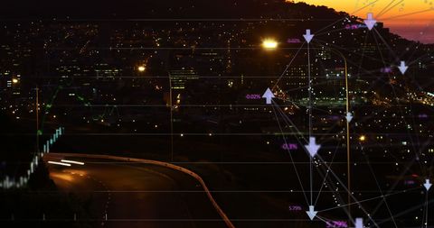 Financial Analytics Overlay on Urban Cityscape