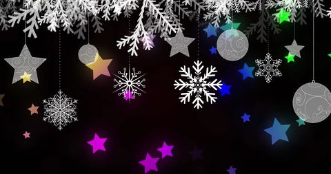 Festive Christmas Ornaments and Stars with Glowing Colors