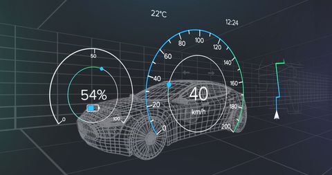 Digital Dashboard Interface on Wireframe Car Visualizing Data Unit - Download Free Stock Images Pikwizard.com