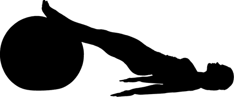 Silhouette of woman exercising with swiss ball, transparent background