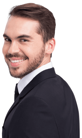 Transparent Cheerful Businessman Smiling Confidently