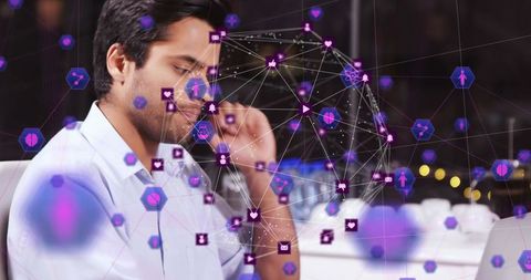 Businessman Navigating Digital Network With Augmented Connections