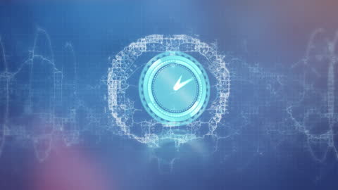 Neon Clock Animation with Spinning Brain Concept