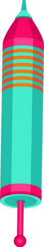 Vibrant stylized rocket firework on transparent background
