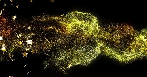 Sparkling Golden Stars Captivation on Black Canvas