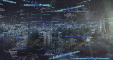 Digital Connections in Urban Metropolis Background Animation