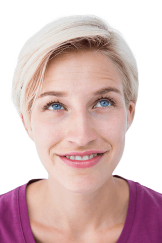 Transparent Happy Blonde Woman Looking Upward - Download Free Stock Videos Pikwizard.com