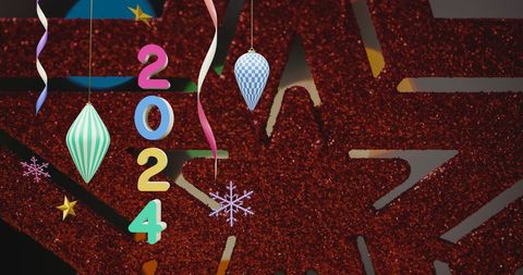 Festive 2024 new year celebration with colorful decorations