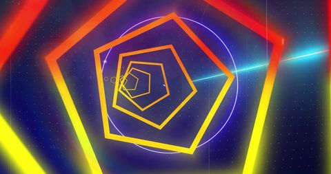 Colorful Neon Shapes on Black Digital Metaverse Background