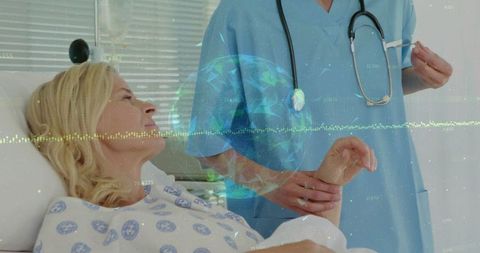 Nurse with stethoscope prepares injection for patient in hospital room
