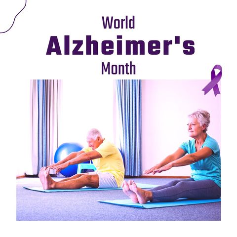 senior couple exercising for alzheimer's awareness - Download Free Stock Templates Pikwizard.com